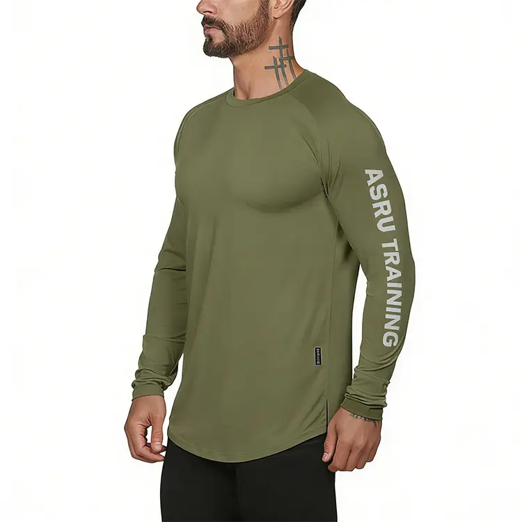 Men's American Style Long Sleeve T-Shirt Black Camo — feature 20