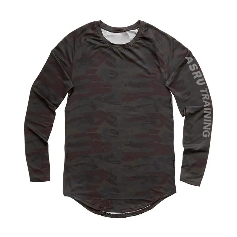 Men's American Style Long Sleeve T-Shirt Black Camo - Image 6