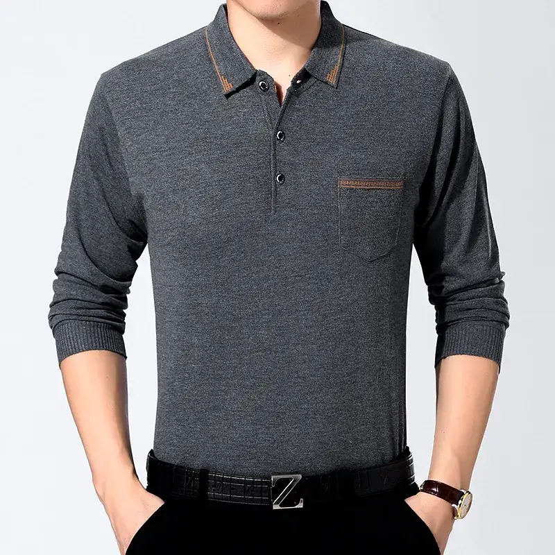 Middle-aged Men Grey Long Sleeve T-Shirt 40-60Yr - Image 14