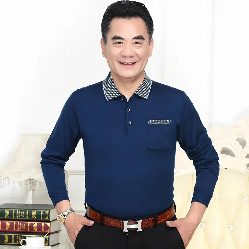 Middle-aged Men Grey Long Sleeve T-Shirt 40-60Yr - Image 9