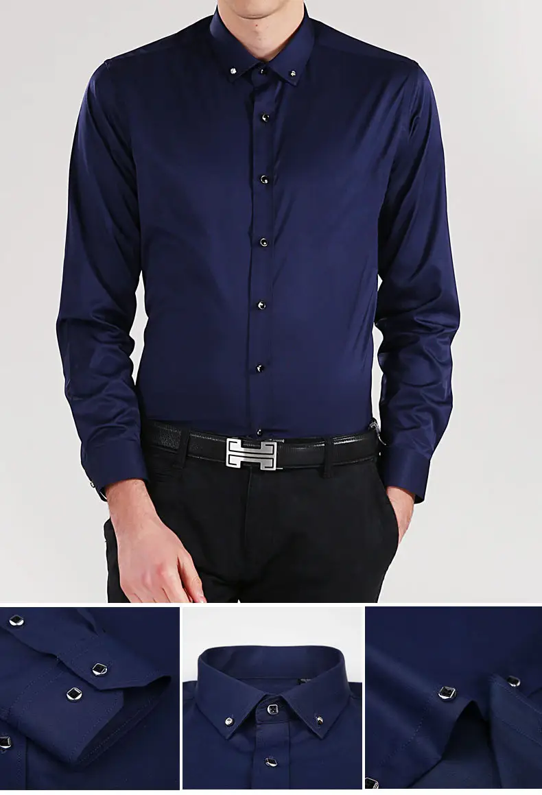 Men's Blue Striped Long Sleeve Shirt 207 — feature 23