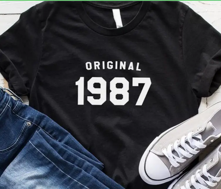 Men's Black Original 1987 T-Shirt Europe USA Street Short Sleeve - Image 2