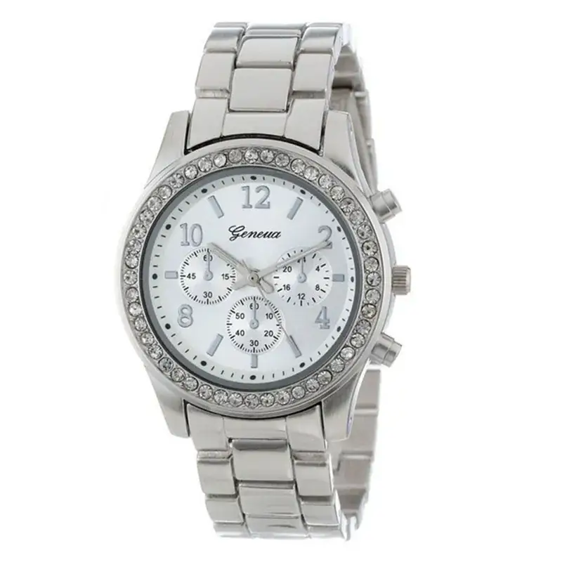 Gold Geneva Watch for Women with Diamond Band - Image 7