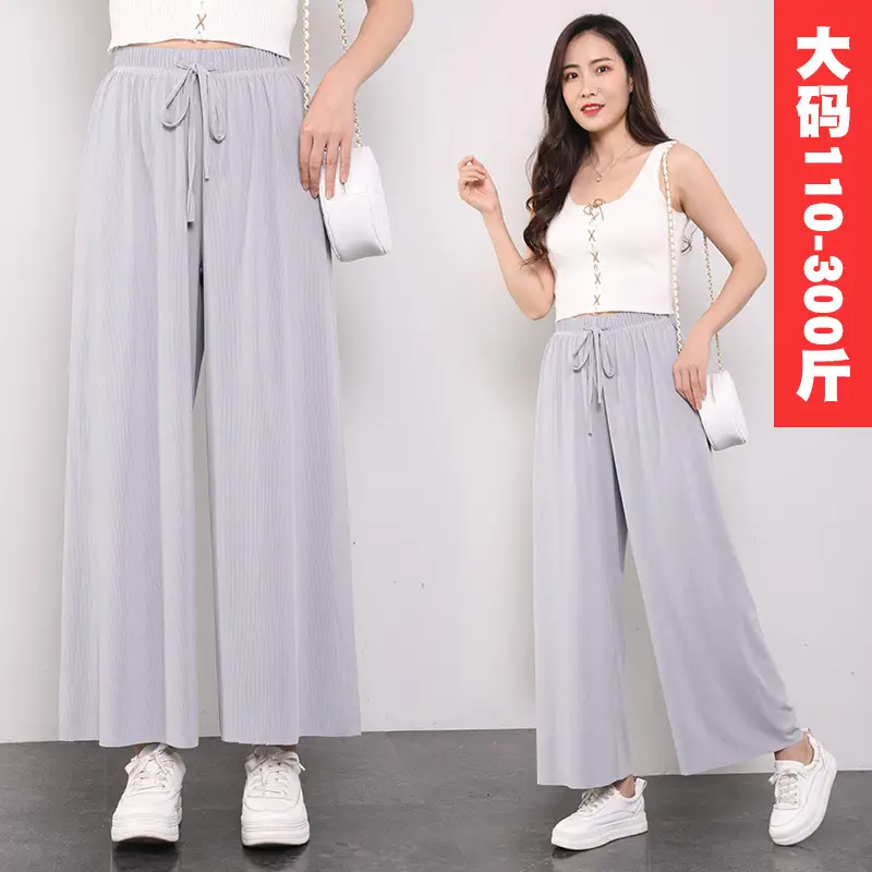 Wide Leg Pants for Women Summer Light Grey Loose Fit - Image 7