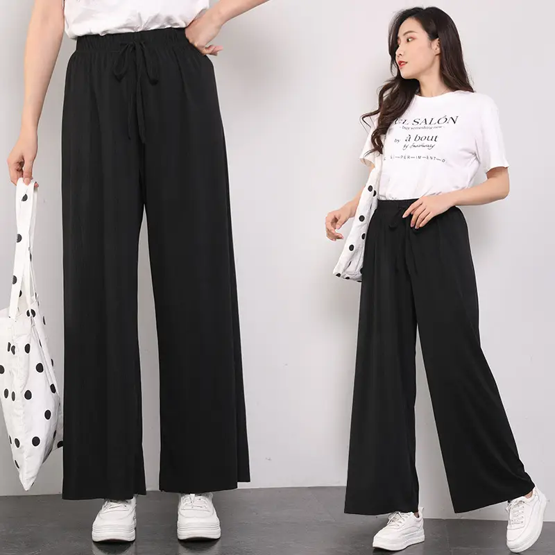 Wide Leg Pants for Women Summer Light Grey Loose Fit - Image 8