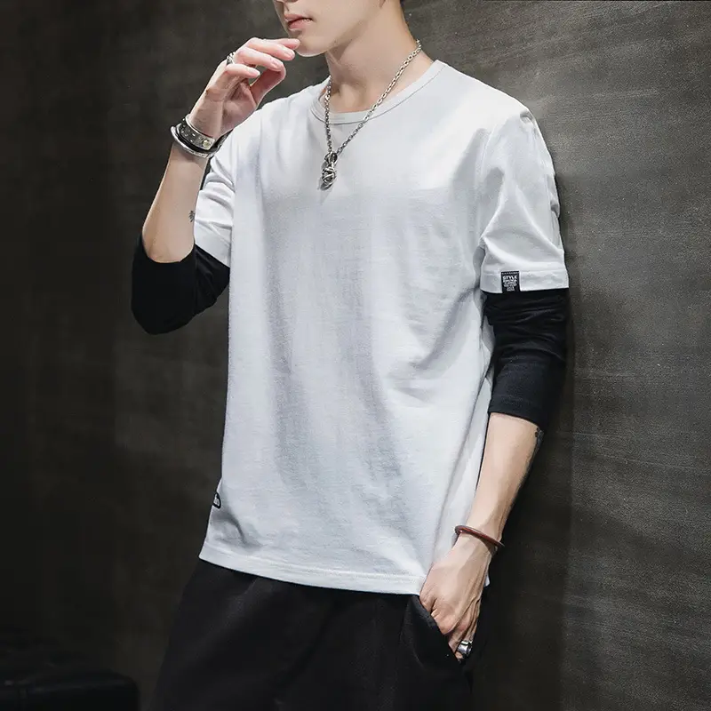 Men Black Raglan Color Block T-Shirt All Cotton - Image 5