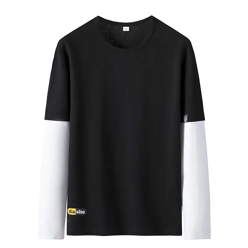 Men Black Raglan Color Block T-Shirt All Cotton - Image 6