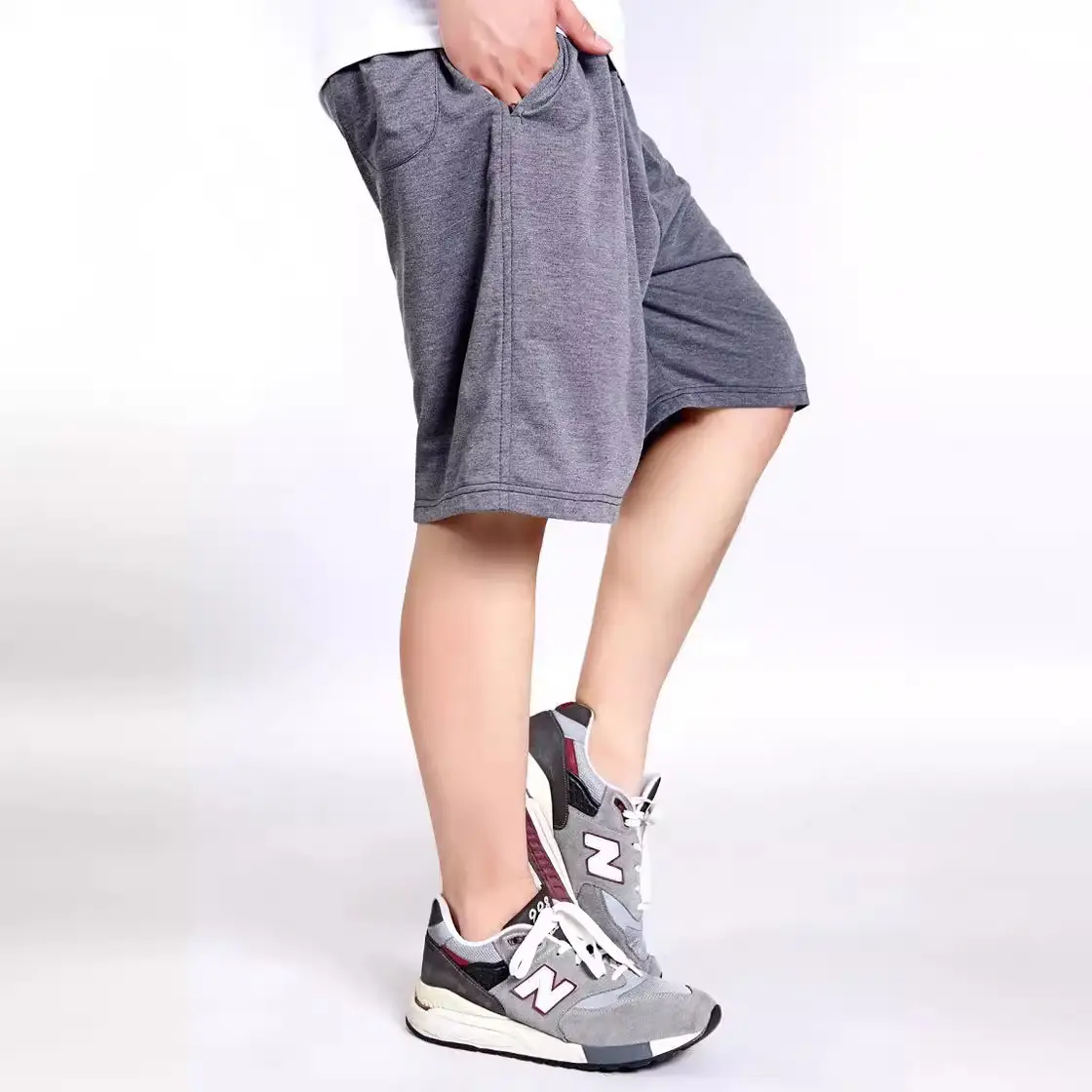 Men Cotton Shorts Gray Yellow Stripes Extra Large - Image 10