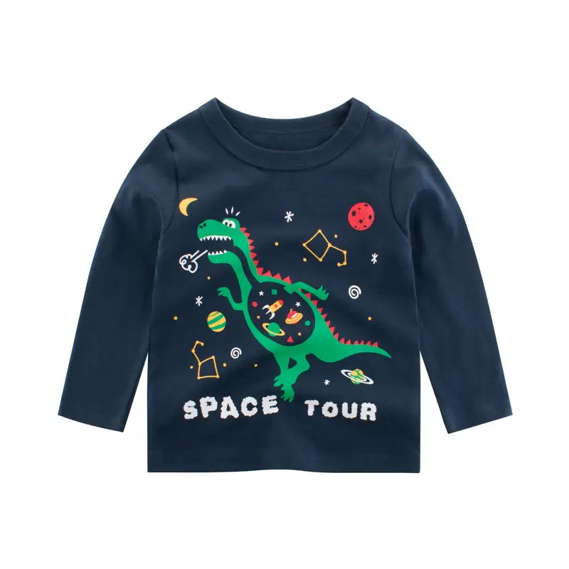 Kids Cotton T-Shirt Navy Blue Long Sleeve Autumn 2024 - Image 2