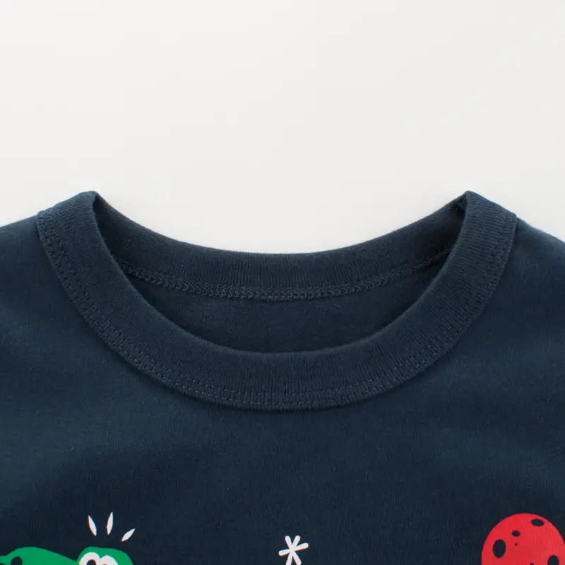 Kids Cotton T-Shirt Navy Blue Long Sleeve Autumn 2024 - Image 5