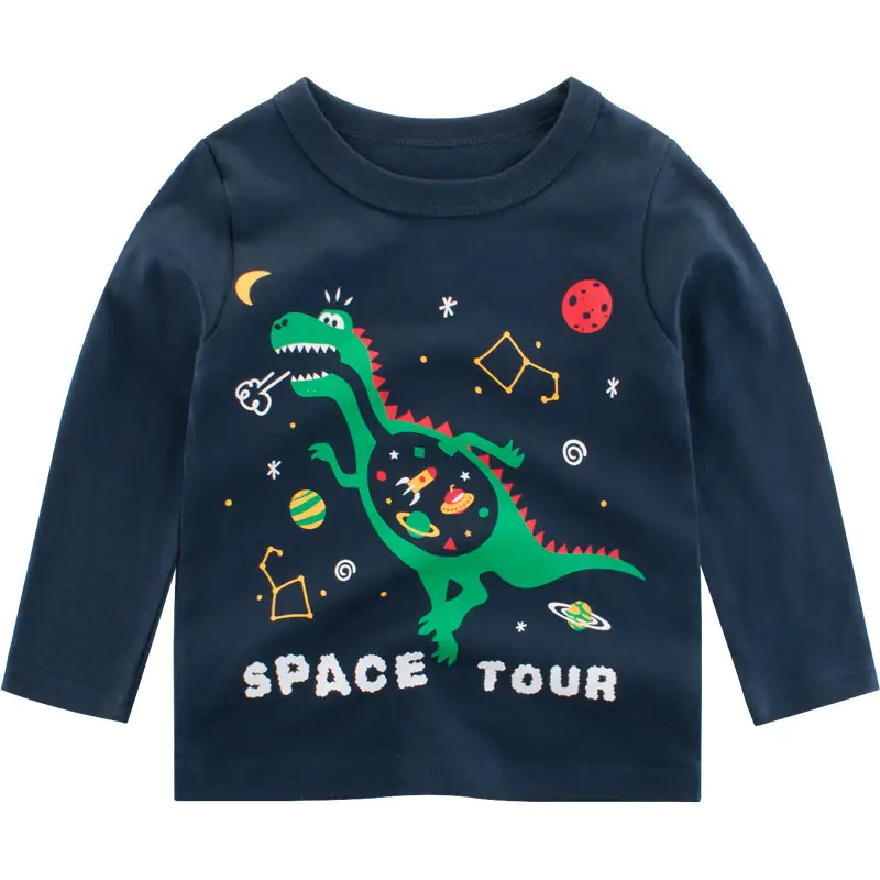 Kids Cotton T-Shirt Navy Blue Long Sleeve Autumn 2024 - Image 6