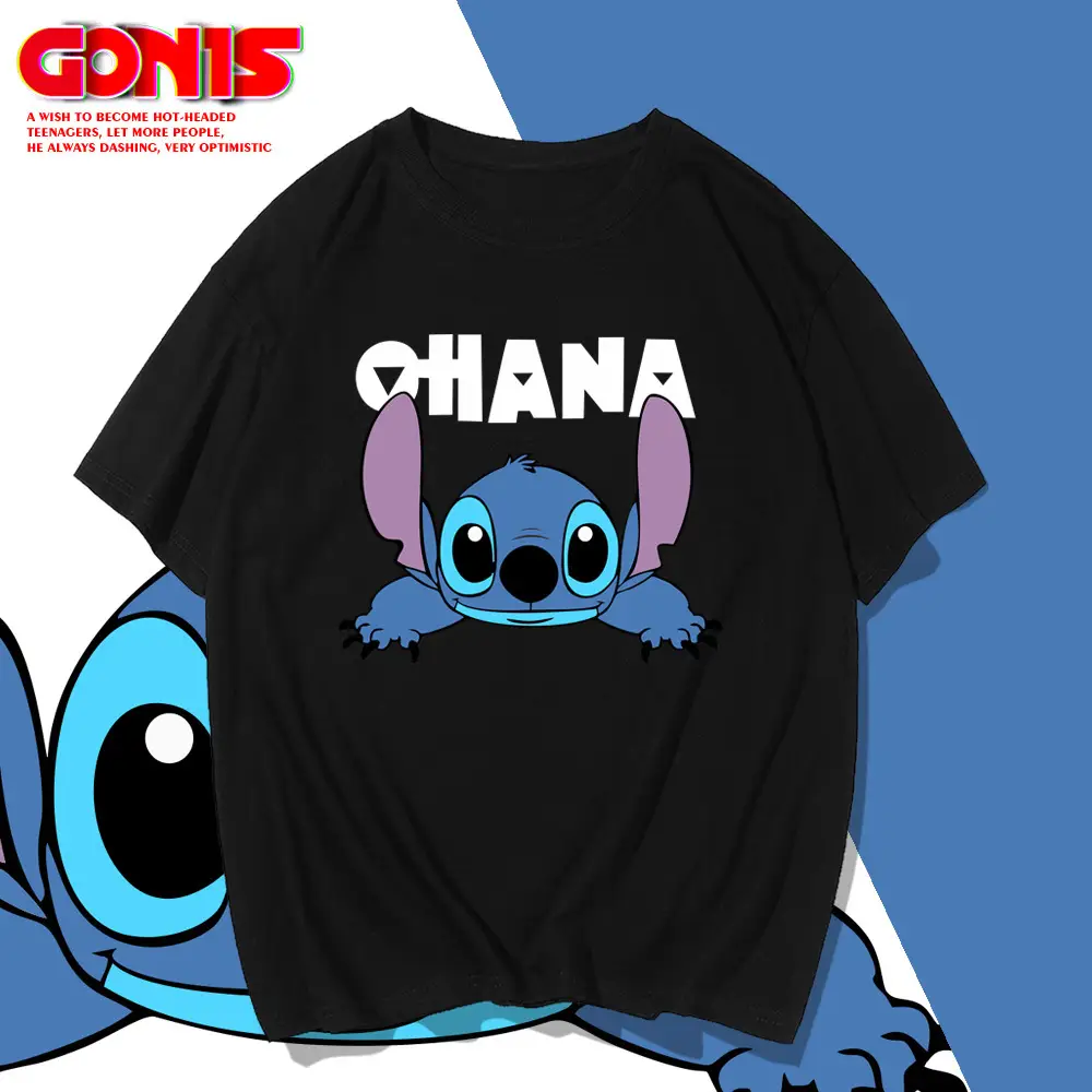 Men Women Stitch Super Hot Cartoon T-Shirt Green Large - Image 9