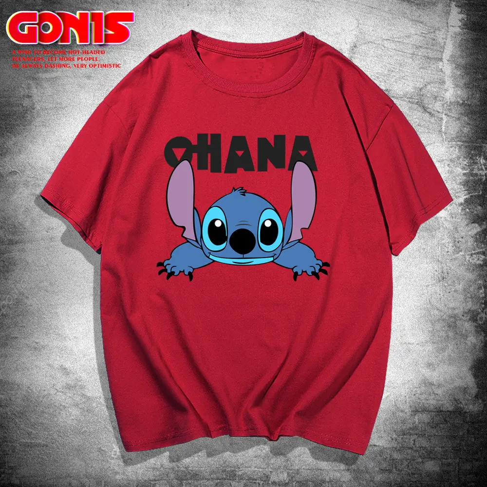 Men Women Stitch Super Hot Cartoon T-Shirt Green Large - Image 4