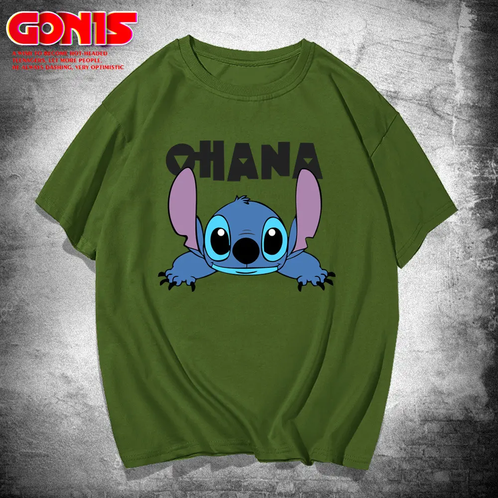 Men Women Stitch Super Hot Cartoon T-Shirt Green Large - Image 6