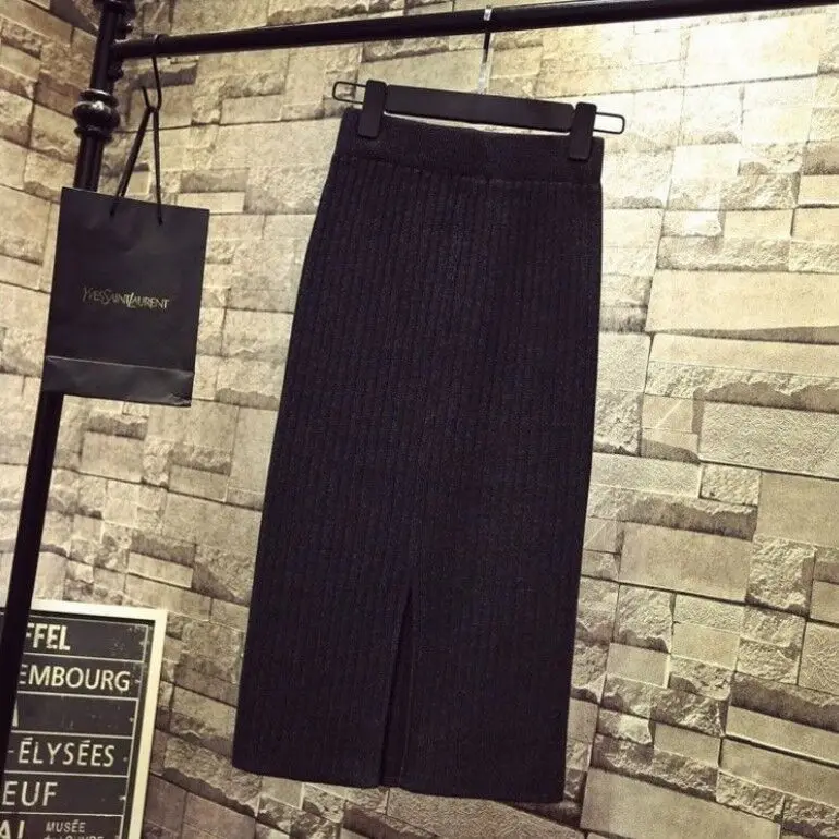 New Wool Split One-Step Skirt Long Winter Warm Hip Wrap - Image 9