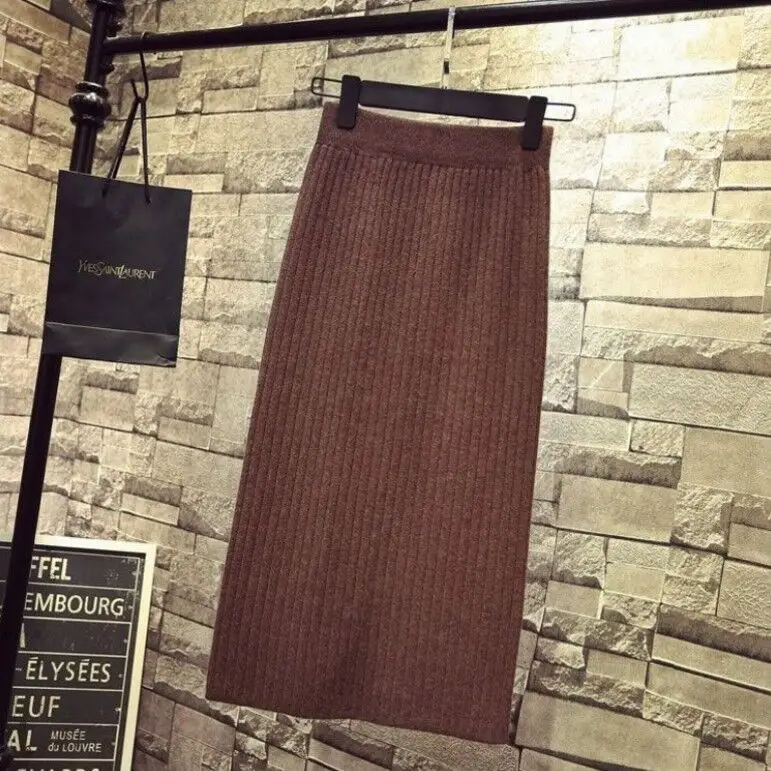New Wool Split One-Step Skirt Long Winter Warm Hip Wrap - Image 10