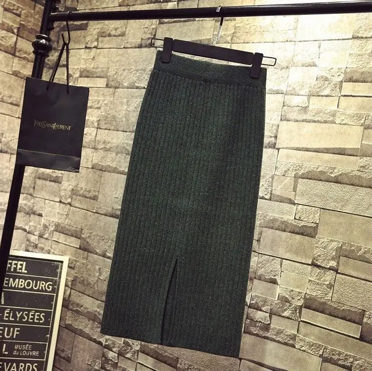 New Wool Split One-Step Skirt Long Winter Warm Hip Wrap - Image 3