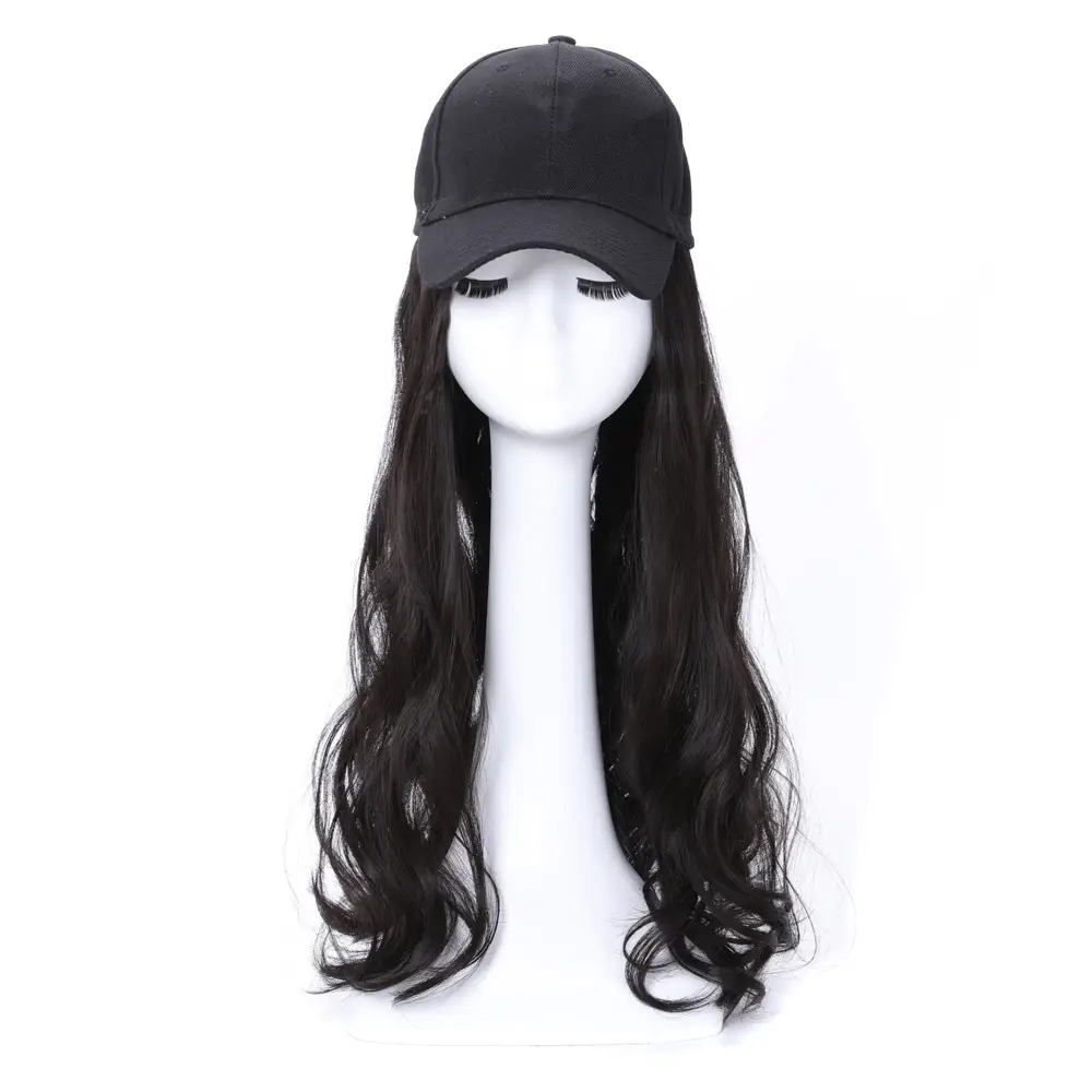 Women's Summer Long Curly Hair Wig with Duck Cap - Image 3