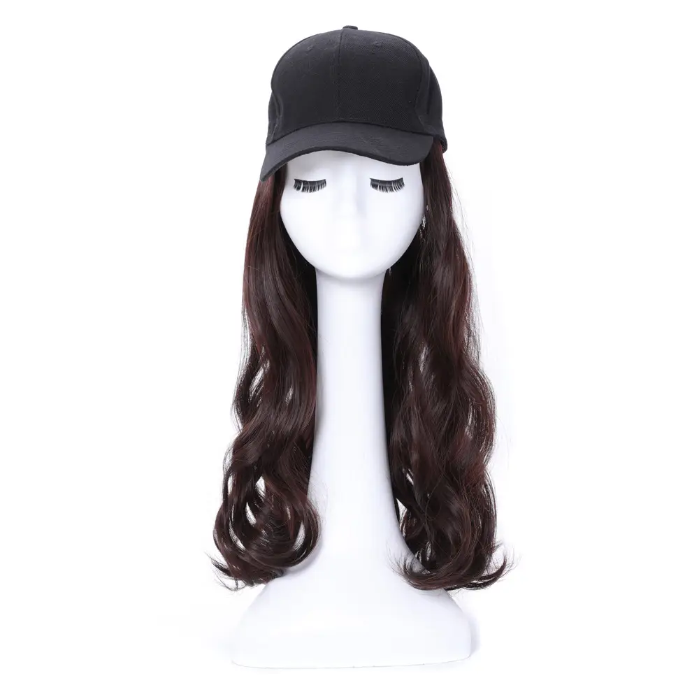 Women's Summer Long Curly Hair Wig with Duck Cap - Image 5