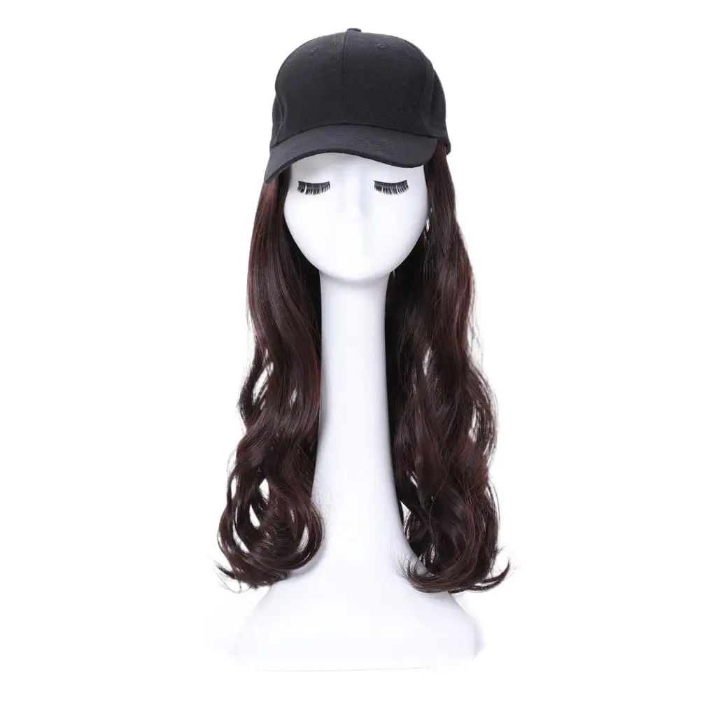 Women's Summer Long Curly Hair Wig with Duck Cap