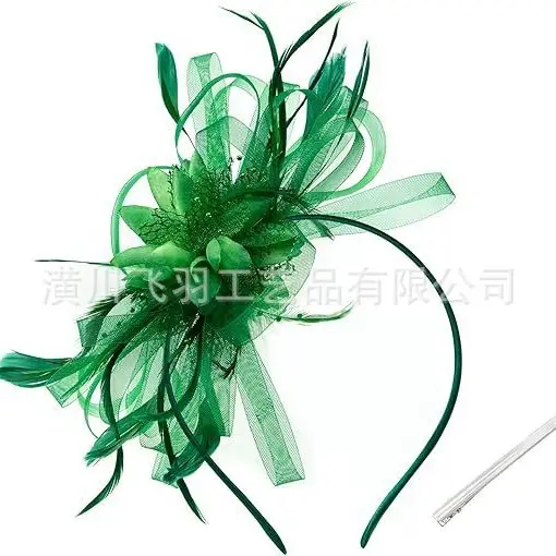 Blue Feather Cross-Border Bridal Head Hat - Image 6