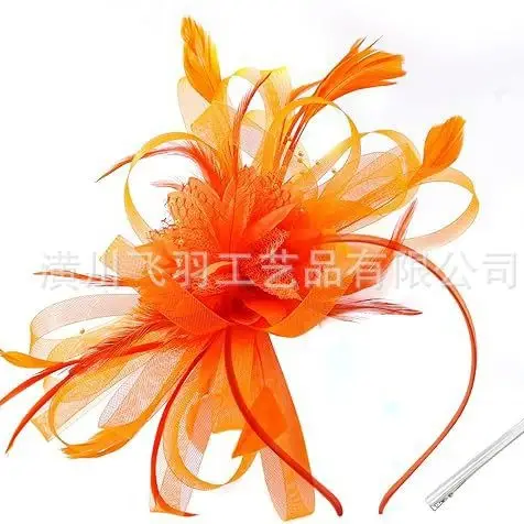 Blue Feather Cross-Border Bridal Head Hat - Image 9