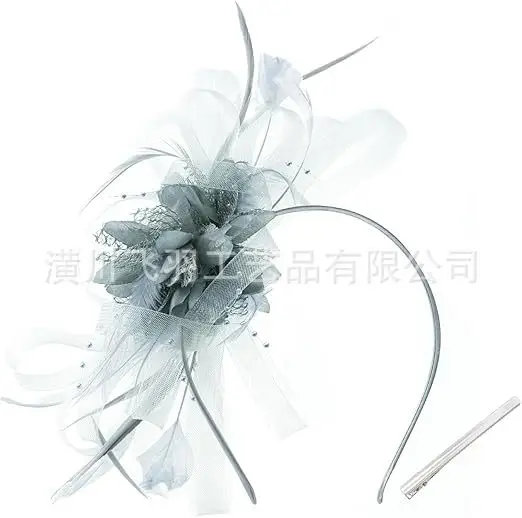 Blue Feather Cross-Border Bridal Head Hat - Image 10