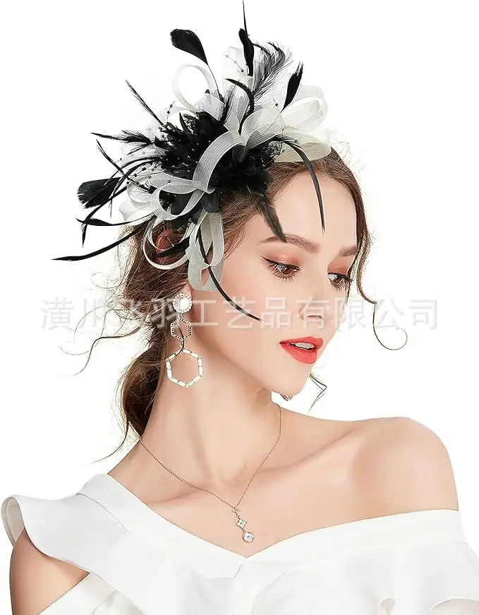Blue Feather Cross-Border Bridal Head Hat - Image 17
