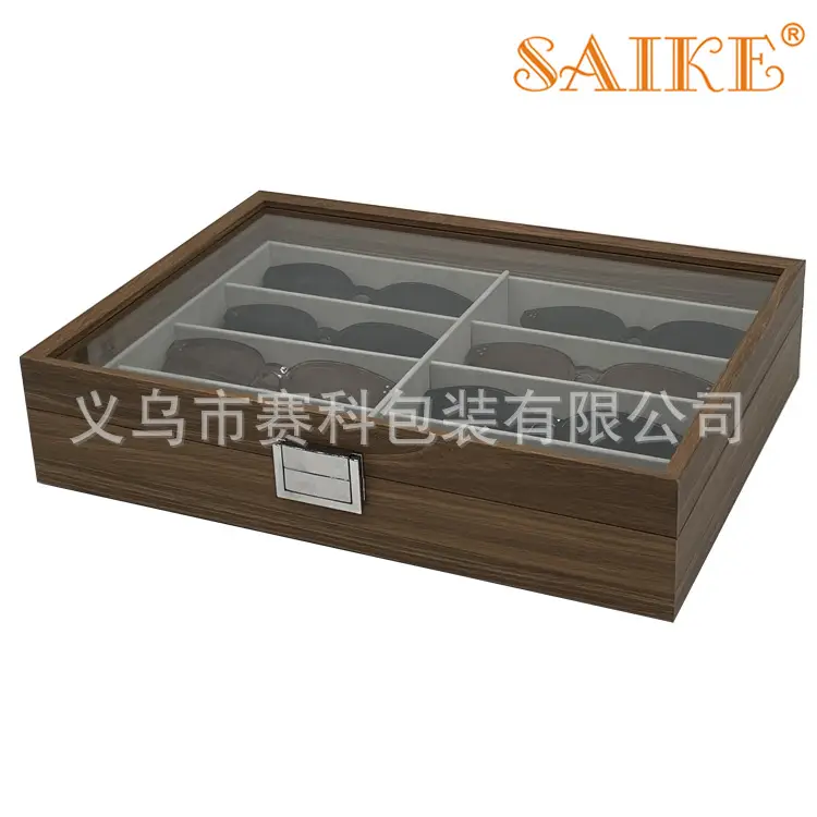 Black Walnut 8-Pack Wooden Sunglasses Storage Box - Image 3