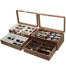 Black Walnut 8-Pack Wooden Sunglasses Storage Box — feature 1