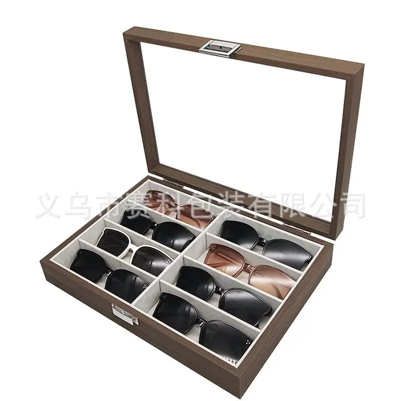 Black Walnut 8-Pack Wooden Sunglasses Storage Box