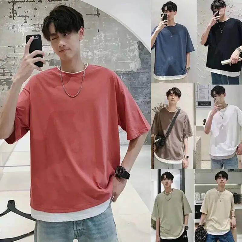 Summer Loose Fit Green T-Shirt for Men - Image 11