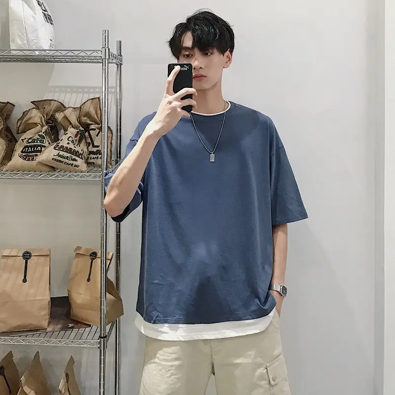 Summer Loose Fit Green T-Shirt for Men - Image 3