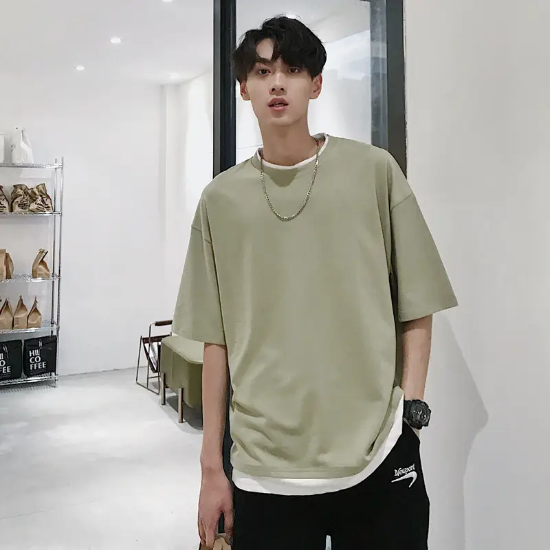 Summer Loose Fit Green T-Shirt for Men - Image 7