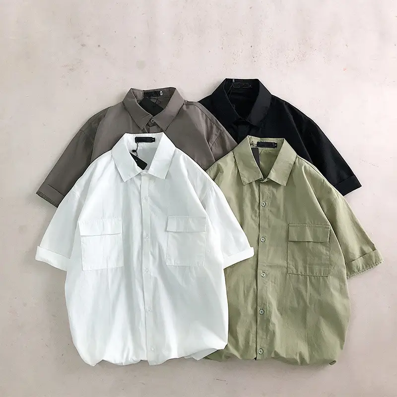 Men White Half-Sleeved Korean Style Shirt