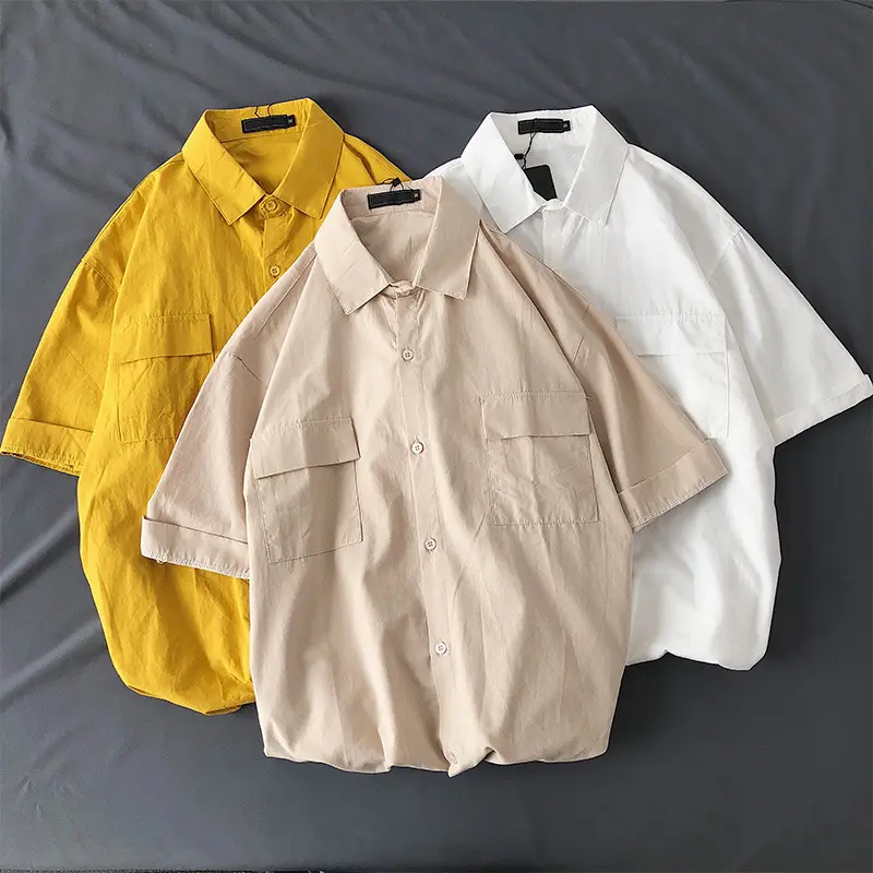 Men White Half-Sleeved Korean Style Shirt