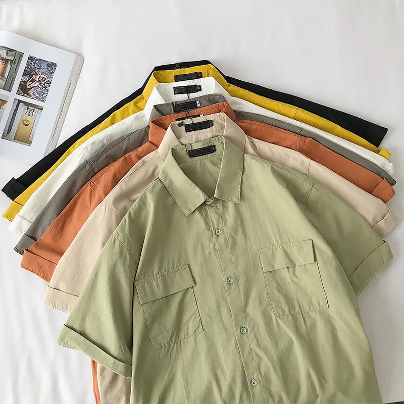 Men White Half-Sleeved Korean Style Shirt