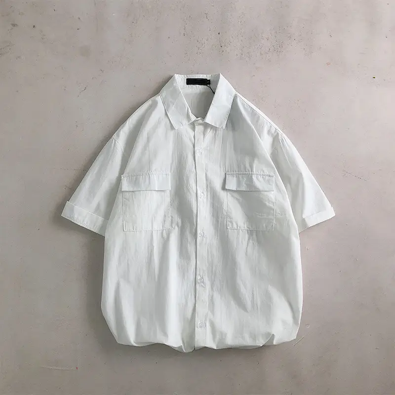 Men White Half-Sleeved Korean Style Shirt