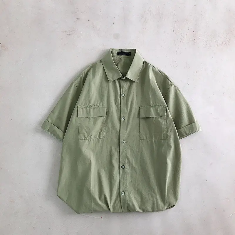Men White Half-Sleeved Korean Style Shirt
