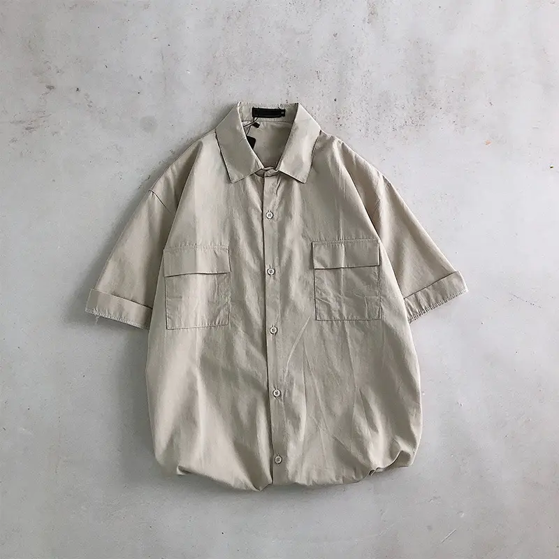 Men White Half-Sleeved Korean Style Shirt