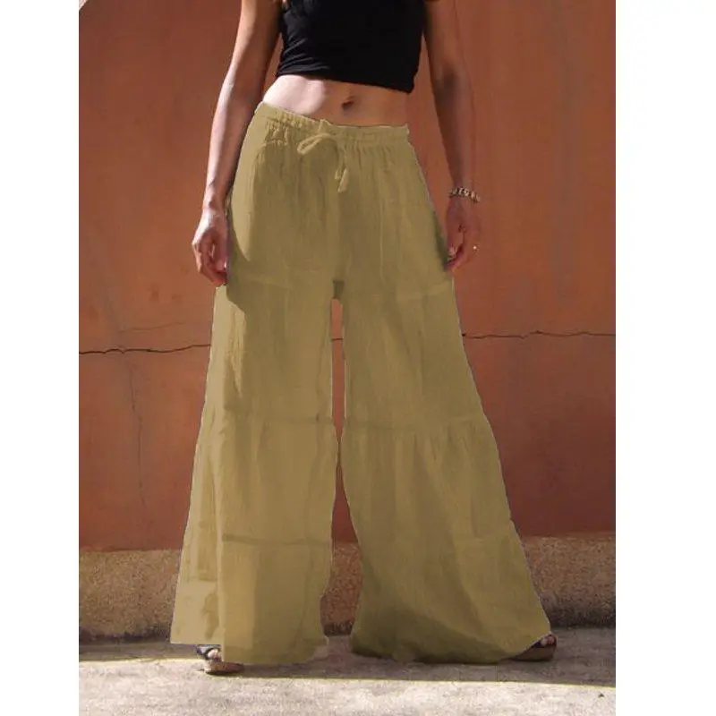 Women's Black Wide Leg Pants Plus Size Elastic Waist - Image 2