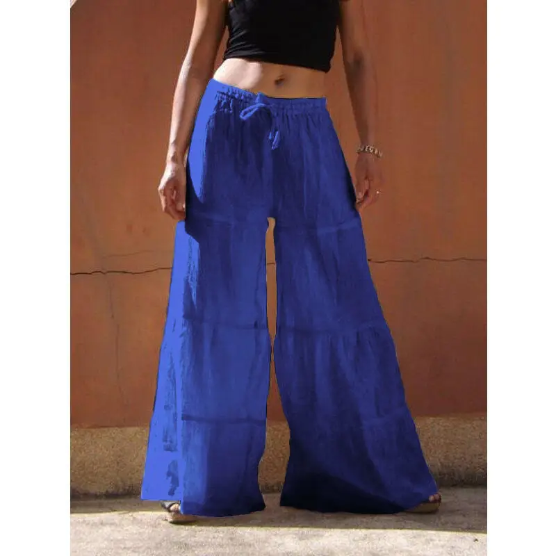 Women's Black Wide Leg Pants Plus Size Elastic Waist - Image 5