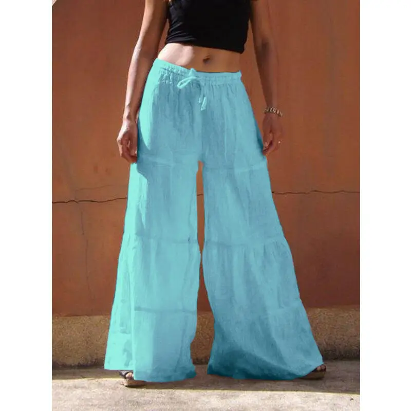 Women's Black Wide Leg Pants Plus Size Elastic Waist - Image 3