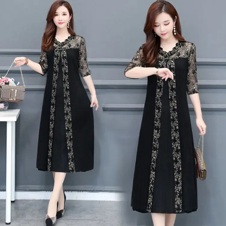 Black Embroidered Western Wife Dress Large Size - Image 3