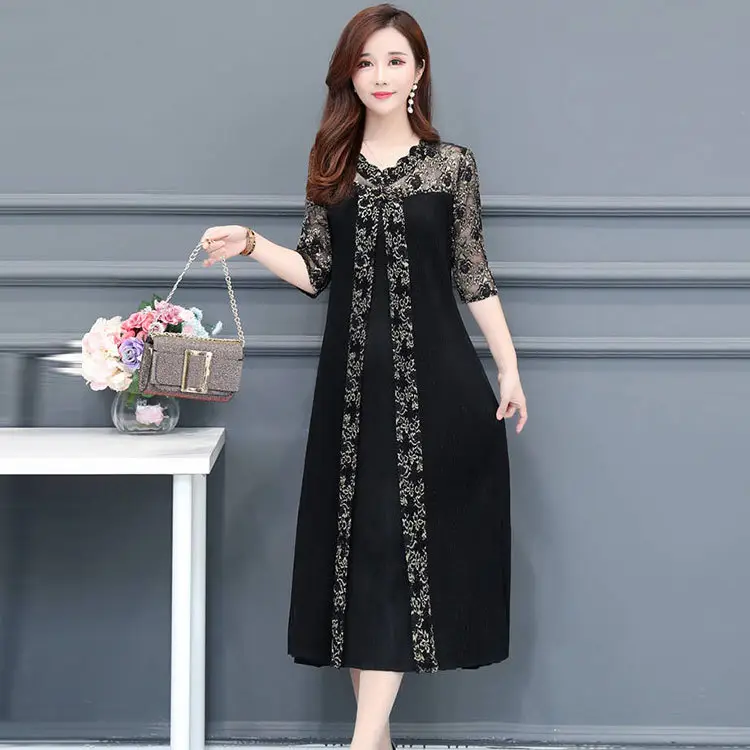 Black Embroidered Western Wife Dress Large Size - Image 4
