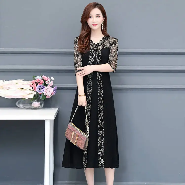 Black Embroidered Western Wife Dress Large Size - Image 5