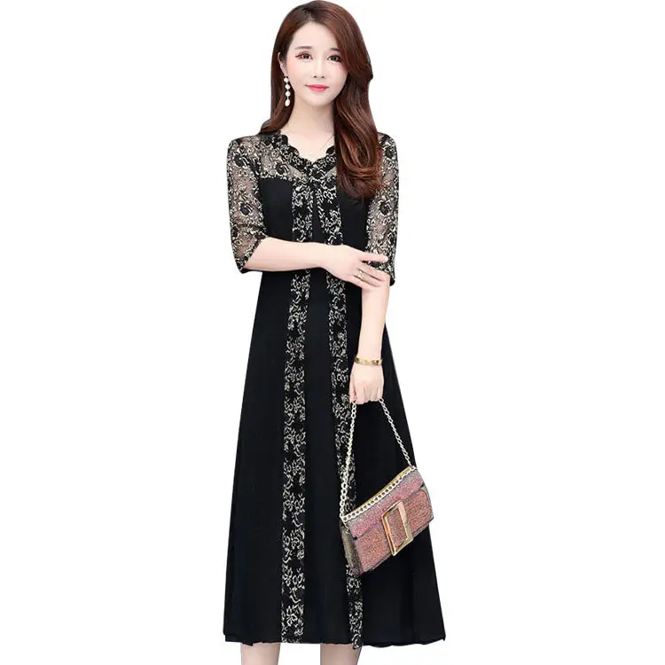 Black Embroidered Western Wife Dress Large Size - Image 6