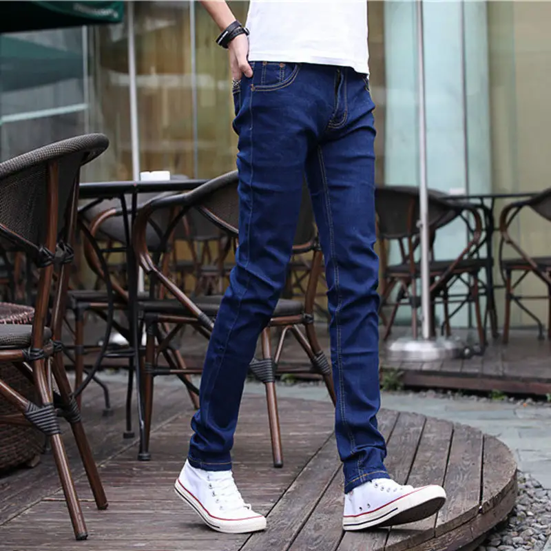 Thin Men's Slim Fit Denim Pants Blue Casual Trendy - Image 8