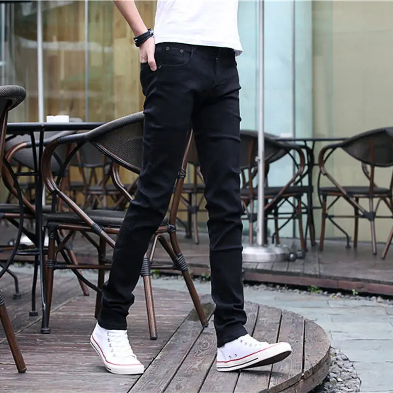 Thin Men's Slim Fit Denim Pants Blue Casual Trendy - Image 9