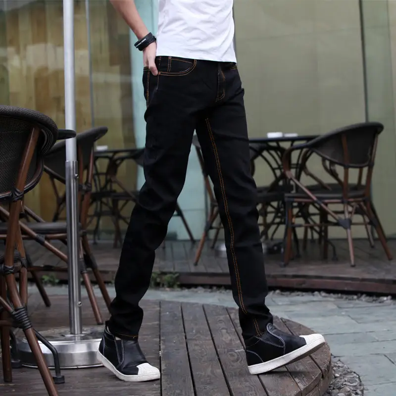 Thin Men's Slim Fit Denim Pants Blue Casual Trendy - Image 10